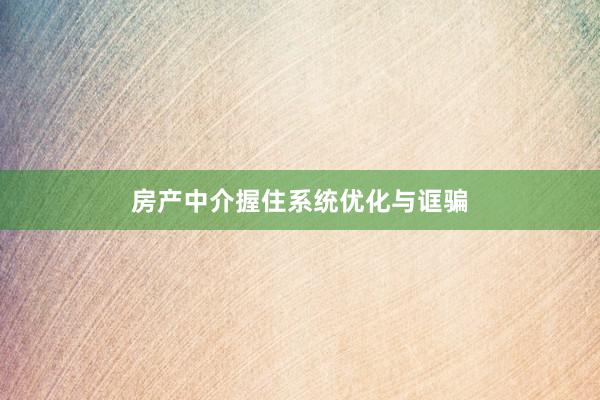 房产中介握住系统优化与诓骗